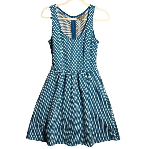 Maeve Sz S Blue and White Polka Dot Fit & Flare Dress Sleeveless Anthro Tradwife - Picture 1 of 9